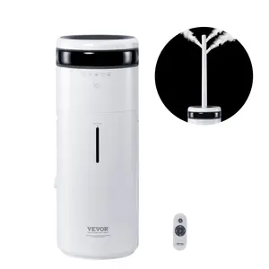 VEVOR 50W Commercial Humidifier, 16L Large Room Whole House Humidifier for 1291.7 sq ft, 1-12h Timer, Alarm, UV Light, Remote Control, Night Light, Auto Shut-Off, Greenhouse Branch Tube with 360° Nozzle